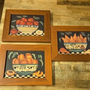 Vintage Framed Folk Art Print Diane Ulmer Set Of 3